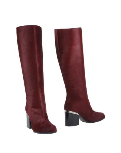Hogan Woman Boot Burgundy Size 7.5 Leather In Red