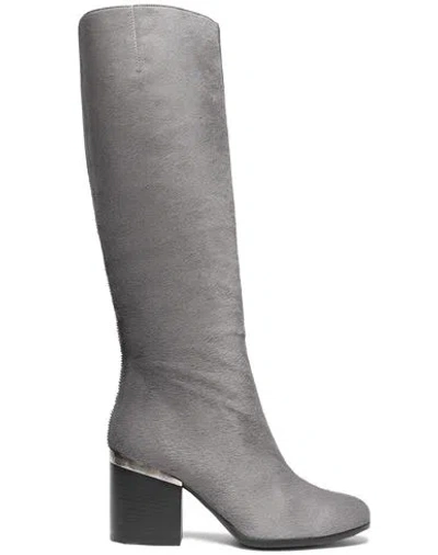 Hogan Woman Boot Grey Size 8 Leather In Gray