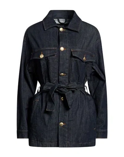 Hogan Woman Denim Outerwear Blue Size Xxl Cotton, Elastane