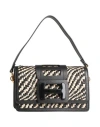Hogan Woman Handbag Black Size - Natural Raffia, Leather