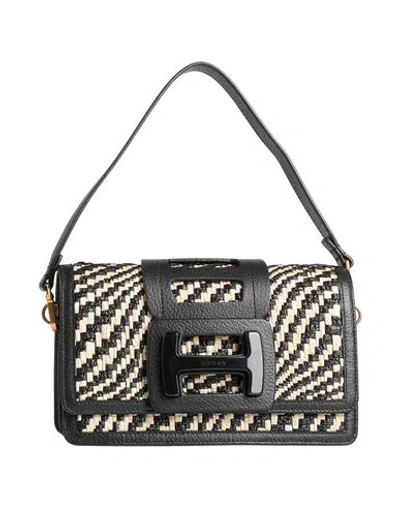 Hogan Woman Handbag Black Size - Natural Raffia, Leather