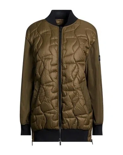 Hogan Woman Jacket Military Green Size L Polyamide, Polyester, Elastane