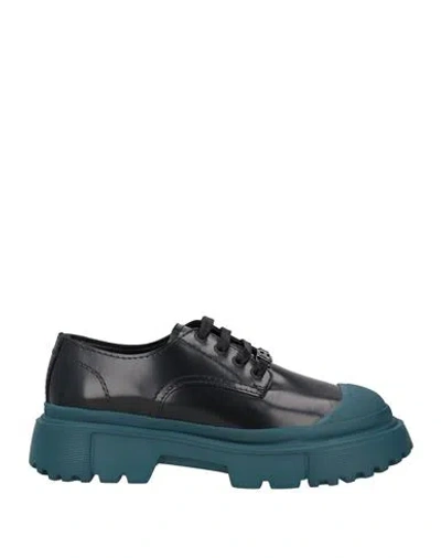 Hogan Woman Lace-up Shoes Black Size 7.5 Leather