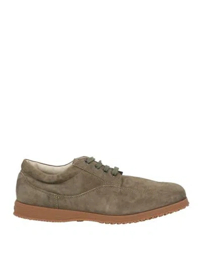 Hogan Woman Lace-up Shoes Military Green Size 6.5 Soft Leather In Green