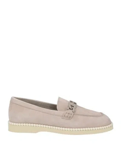 Hogan Woman Loafers Beige Size 10 Leather In Multi