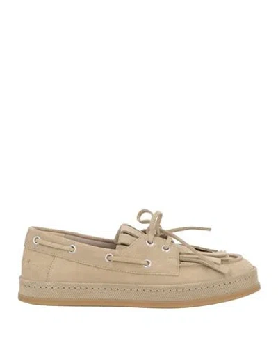 Hogan Woman Loafers Beige Size 6.5 Leather In Neutral