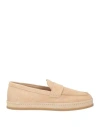 Hogan Woman Loafers Beige Size 8 Leather In Sand