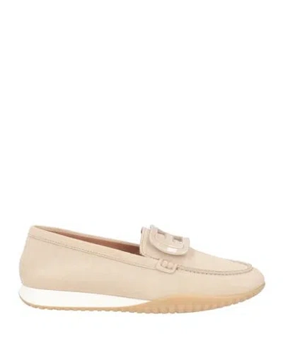 Hogan Woman Loafers Beige Size 8 Soft Leather In Neutral