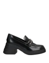 Hogan Woman Loafers Black Size 10 Soft Leather In Black