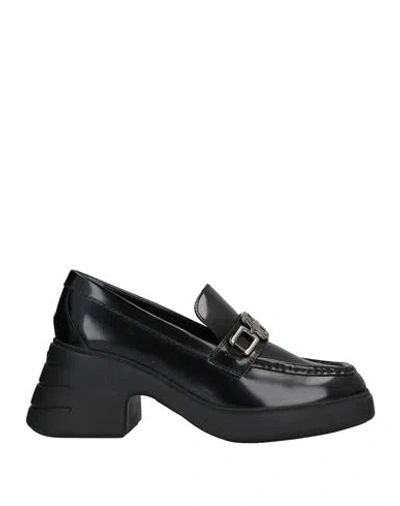 Hogan Woman Loafers Black Size 10 Soft Leather