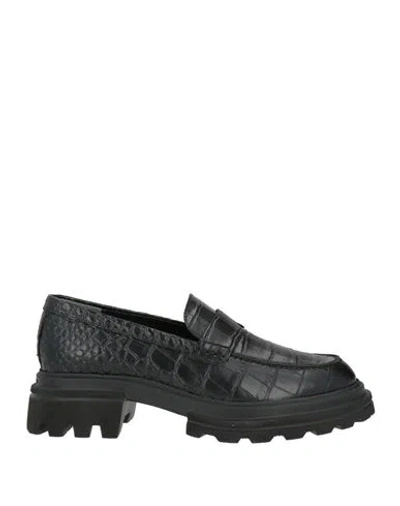 Hogan Woman Loafers Black Size 8 Leather