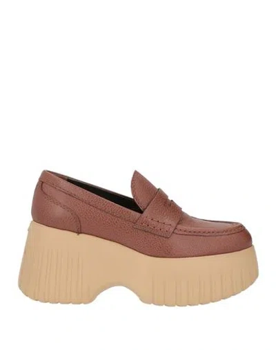 Hogan Woman Loafers Brown Size 5 Leather