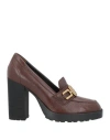Hogan Woman Loafers Brown Size 10 Leather In Brown
