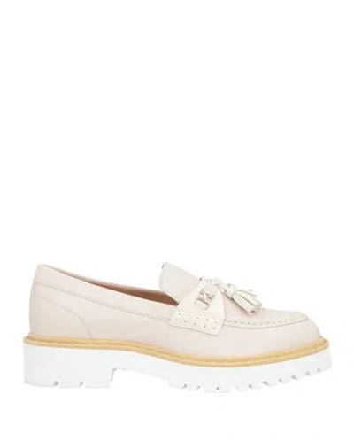 Hogan Woman Loafers Ivory Size 8 Leather In Brown