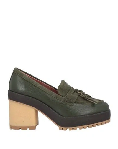 Hogan Woman Loafers Military Green Size 7.5 Calfskin