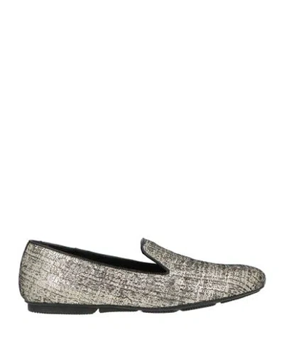 Hogan Woman Loafers Silver Size 8 Leather In Gray