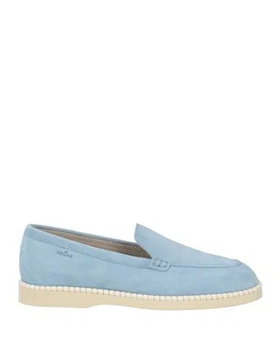 Hogan Logo-debossed Suede Slippers In Blue