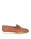 Hogan Woman Loafers Tan Size 9.5 Leather In Brown
