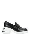 Hogan Woman Loafers White Size 5 Soft Leather In Black