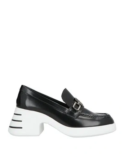 Hogan Woman Loafers White Size 5 Soft Leather In Black