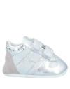 Hogan Woman Newborn Shoes Silver Size 4c Soft Leather, Textile Fibers In Silver