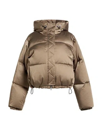 Hogan Woman Puffer Military Green Size S Polyester, Cotton, Elastane In Brown