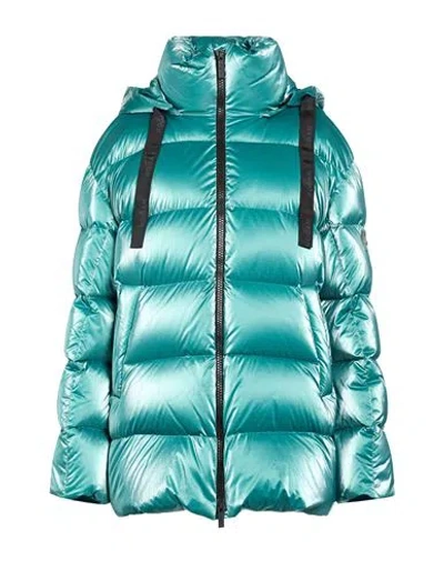 Hogan Woman Puffer Turquoise Size L Polyamide In Blue