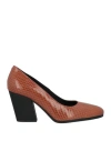 Hogan Woman Pumps Tan Size 9 Soft Leather In Brown