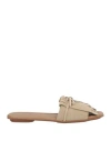 Hogan Flat Sole Sandals With Wide Tassel-adorned Strap In Neutral