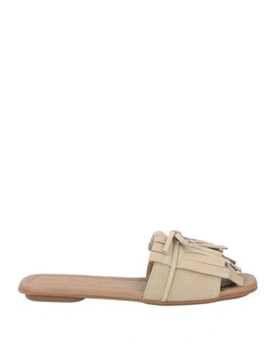 Hogan Woman Sandals Beige Size 8 Leather