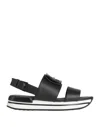 Hogan H222 Logo-plaque Sandals In Black