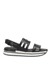 Hogan Woman Sandals Black Size 9 Soft Leather In Black