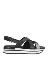 Hogan Woman Sandals Black Size 7.5 Leather In Black