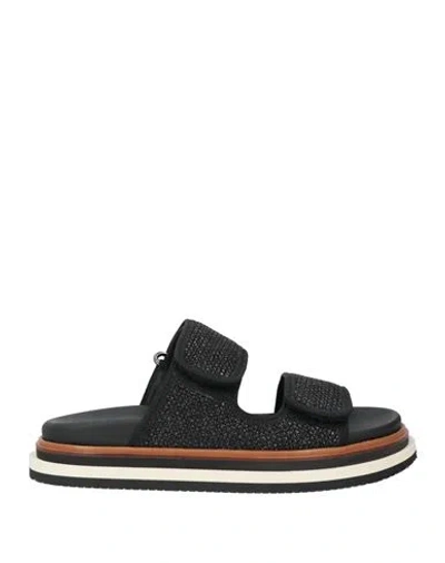 Hogan Woman Sandals Black Size 8 Textile Fibers