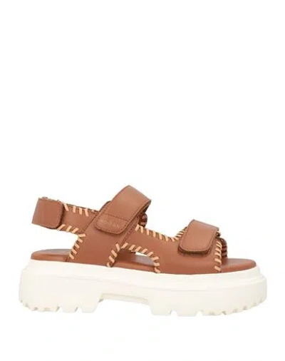Hogan Woman Sandals Brown Size 6.5 Leather