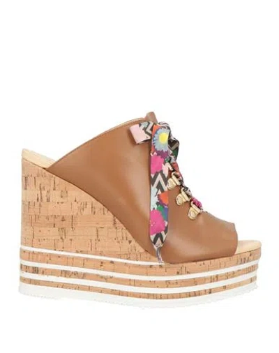 Hogan Woman Sandals Brown Size 8 Leather