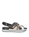 Hogan Woman Sandals Dark Brown Size 8 Leather In Brown