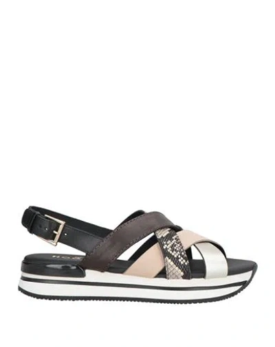 Hogan Woman Sandals Dark Brown Size 8 Leather