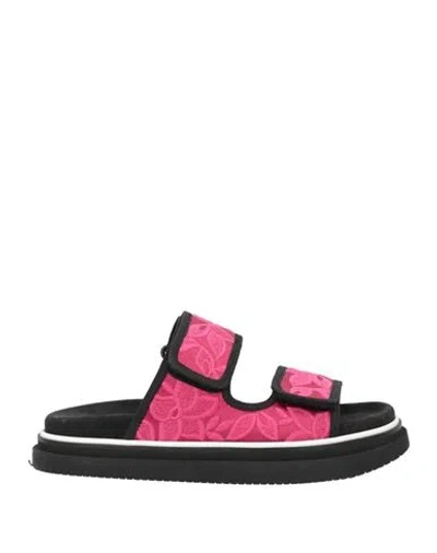 Hogan Woman Sandals Fuchsia Size 6.5 Textile Fibers In Pink