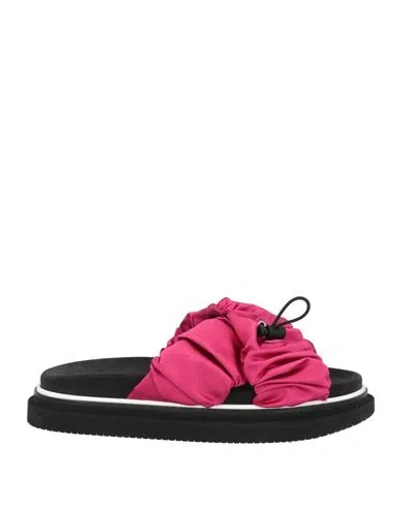 Hogan Woman Sandals Fuchsia Size 7.5 Textile Fibers In Pink