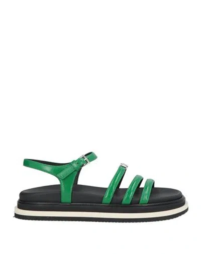 Hogan Woman Sandals Green Size 8 Leather
