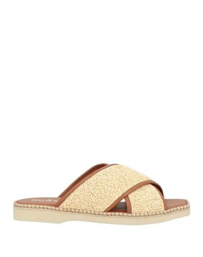 Hogan Woman Sandals Ivory Size 8 Leather, Textile Fibers In Neutral