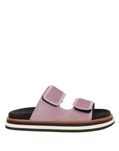 Hogan Woman Sandals Lilac Size 8 Textile Fibers, Leather In Purple