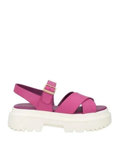 Hogan Woman Sandals Mauve Size 11 Leather In Purple