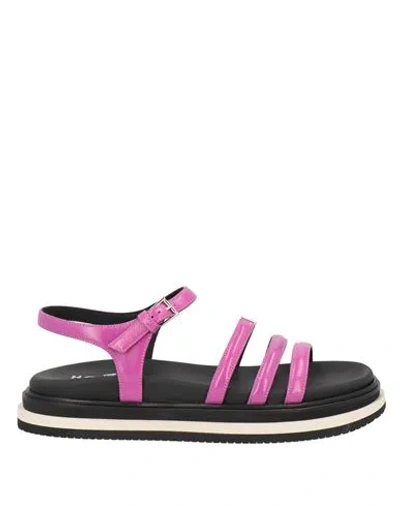 Hogan Woman Sandals Mauve Size 8 Leather In Purple