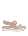 Hogan H257 Leather Sandals In Pink In Pink