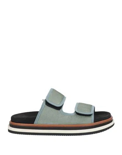 Hogan Woman Sandals Sage Green Size 8 Textile Fibers, Leather