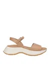 Hogan Woman Sandals Sand Size 10 Soft Leather In Beige