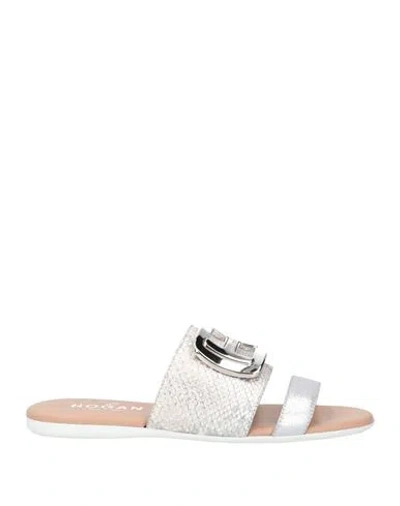 Hogan Woman Sandals Silver Size 6 Soft Leather