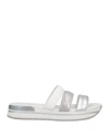 Hogan Woman Sandals Silver Size 9.5 Soft Leather In Silver